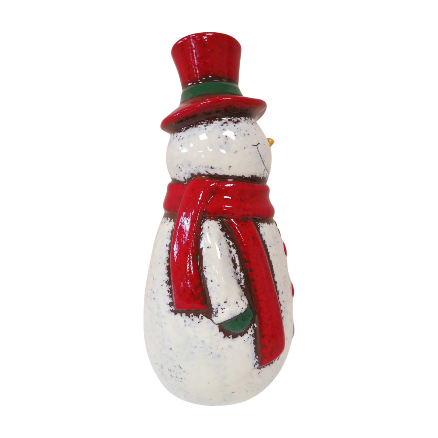 Ceramic Red Hat & Scarf Snowman Ornament - 2 Sizes