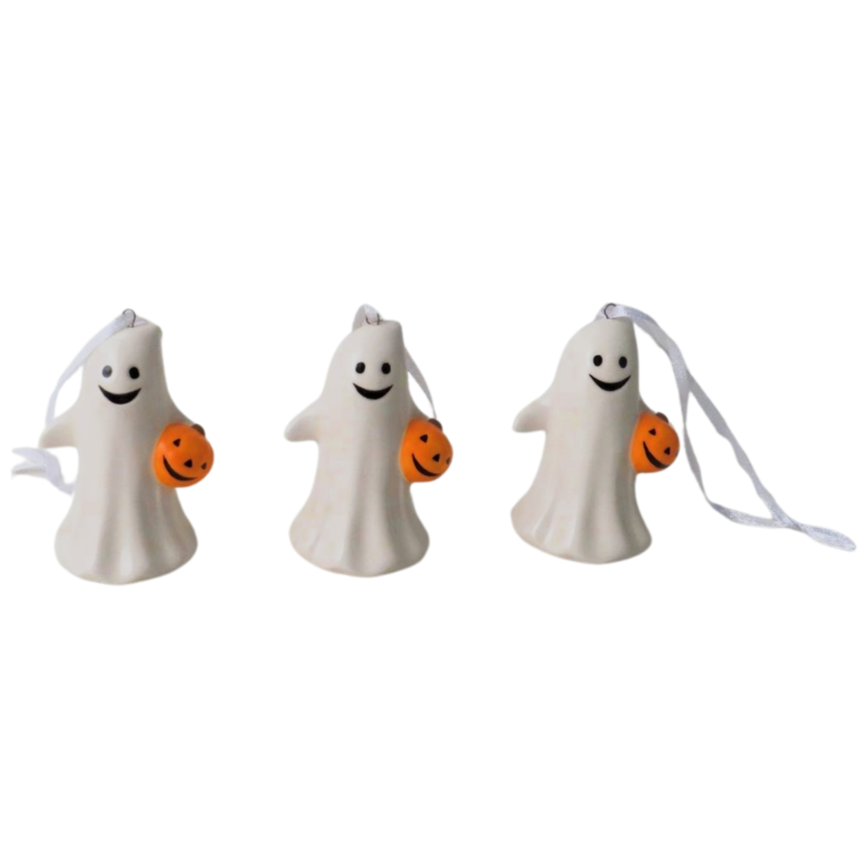Ceramic Ghost Decoration with Pumpkin