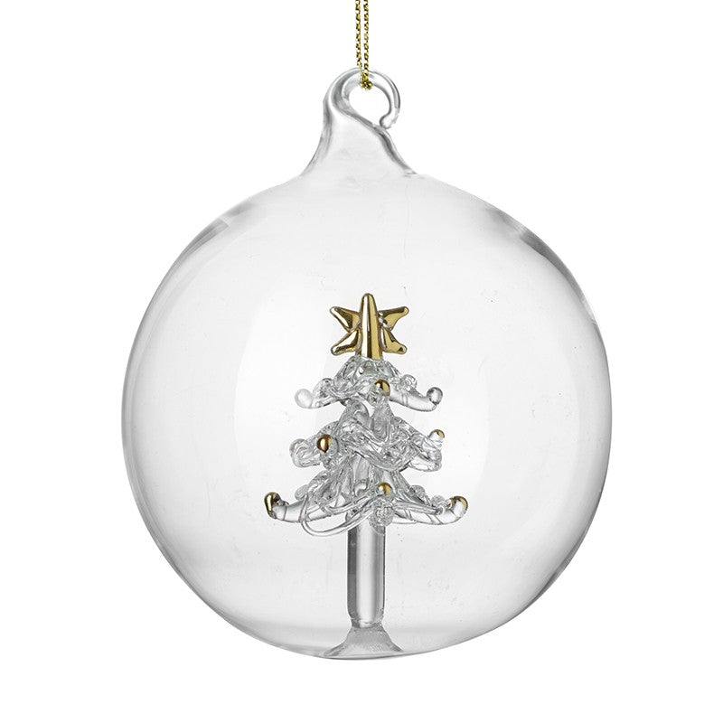 Glass Christmas Bauble With Glass Tree Inside