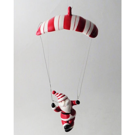 Hanging Santa with Red & White Parachute