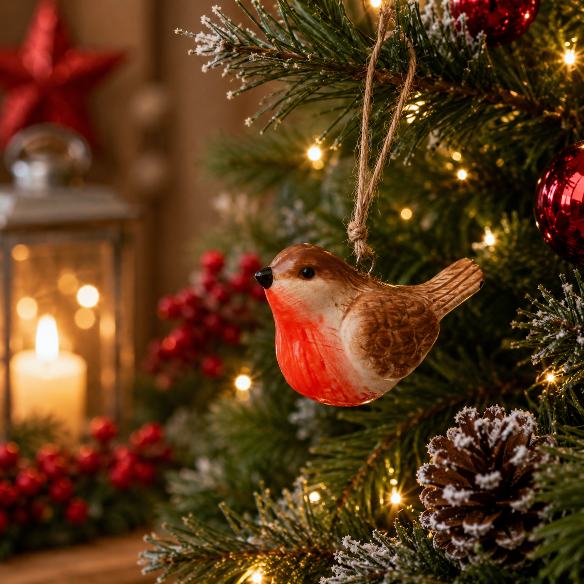 Ceramic Robin Christmas Tree Decoration 6.2cm by Giftware Trading
