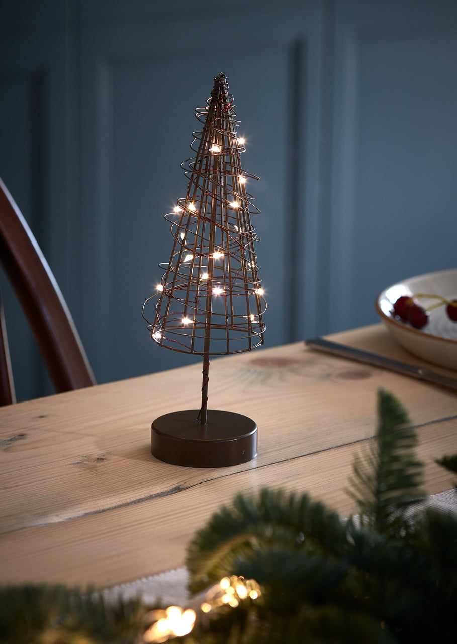 LED Battery Table Wire Tree - Brown, White or Gold