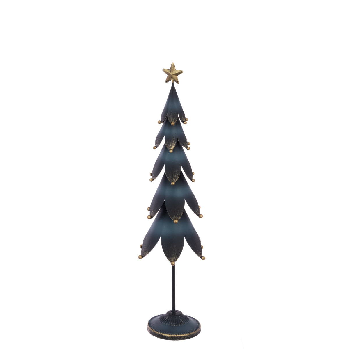 Metal Dark Blue-Black & Gold Christmas Tree With Star – 32cm & 40cm