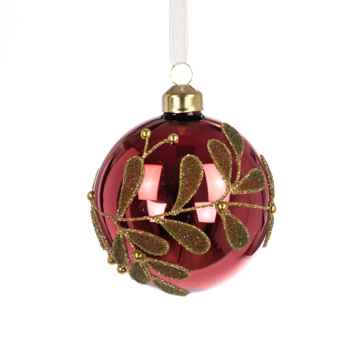 Red & Gold Glass Virginia Bauble 8cm