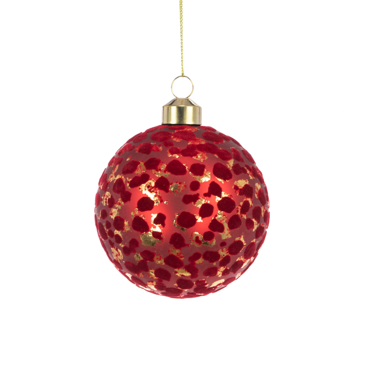 GLASS Ruth Red & Gold Christmas Bauble 8cm
