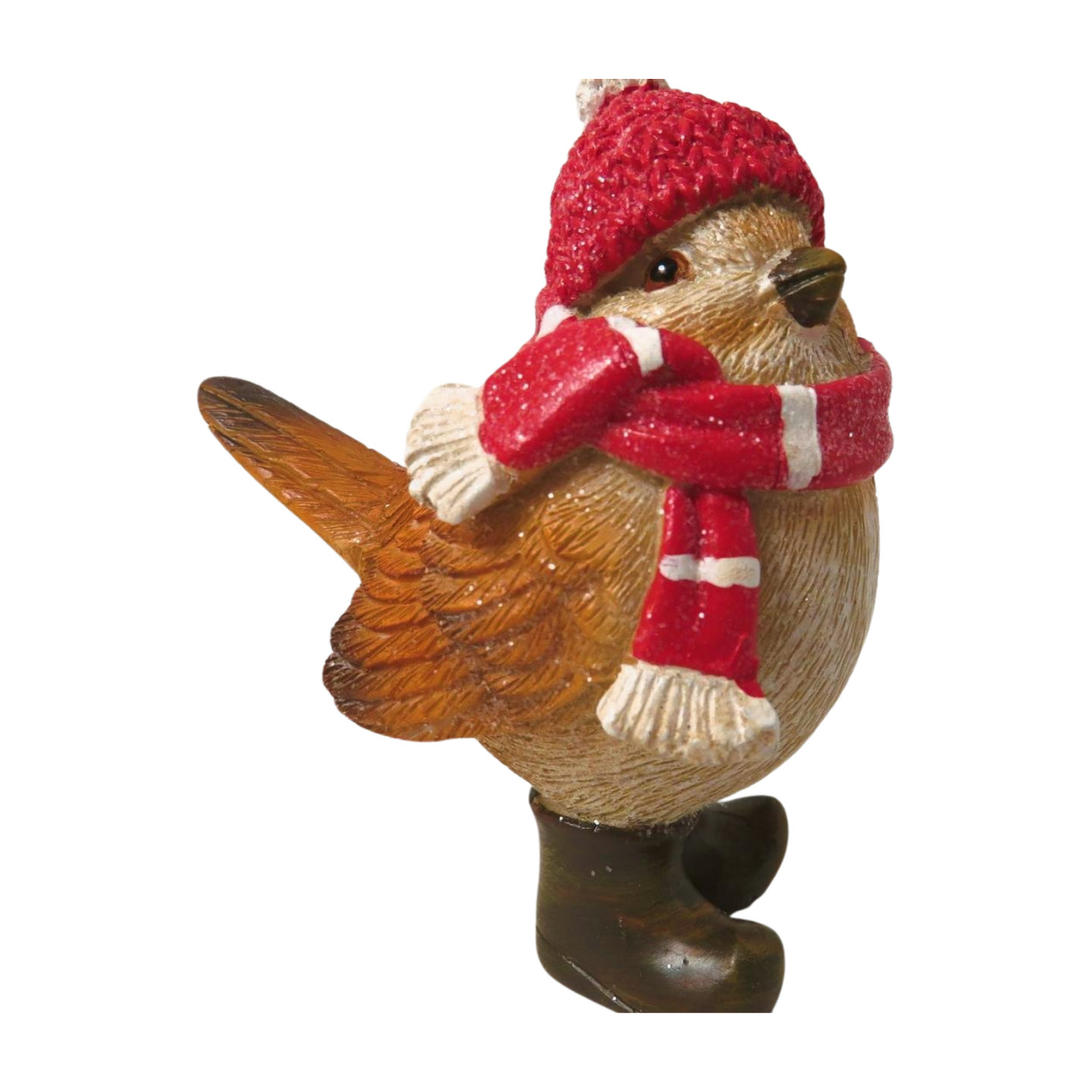 Standing Robin with Hat & Scarf Christmas Decoration - Single