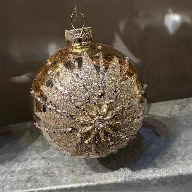 Gisela Graham Mirrored Gold Starburst Glass Bauble 10cm