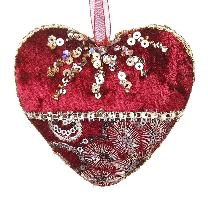 Hanging Red Velvet Heart With Sequins