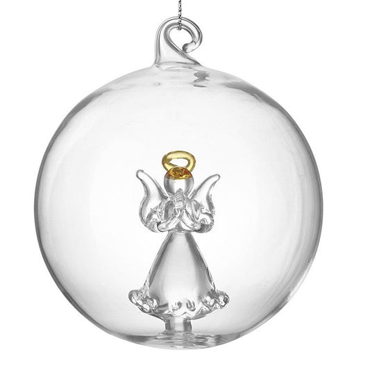 Clear Angel In Clear Glass Bauble