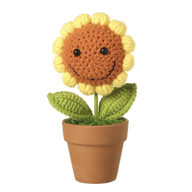 Knitted Smiley Sunflower In Pot