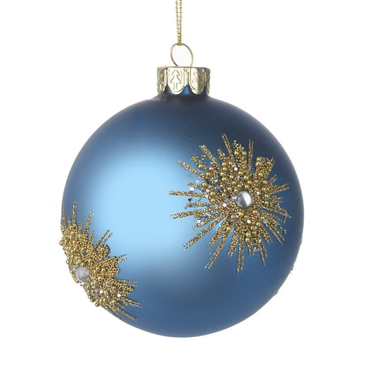 Blue Bauble With Gold Star Design and Gems