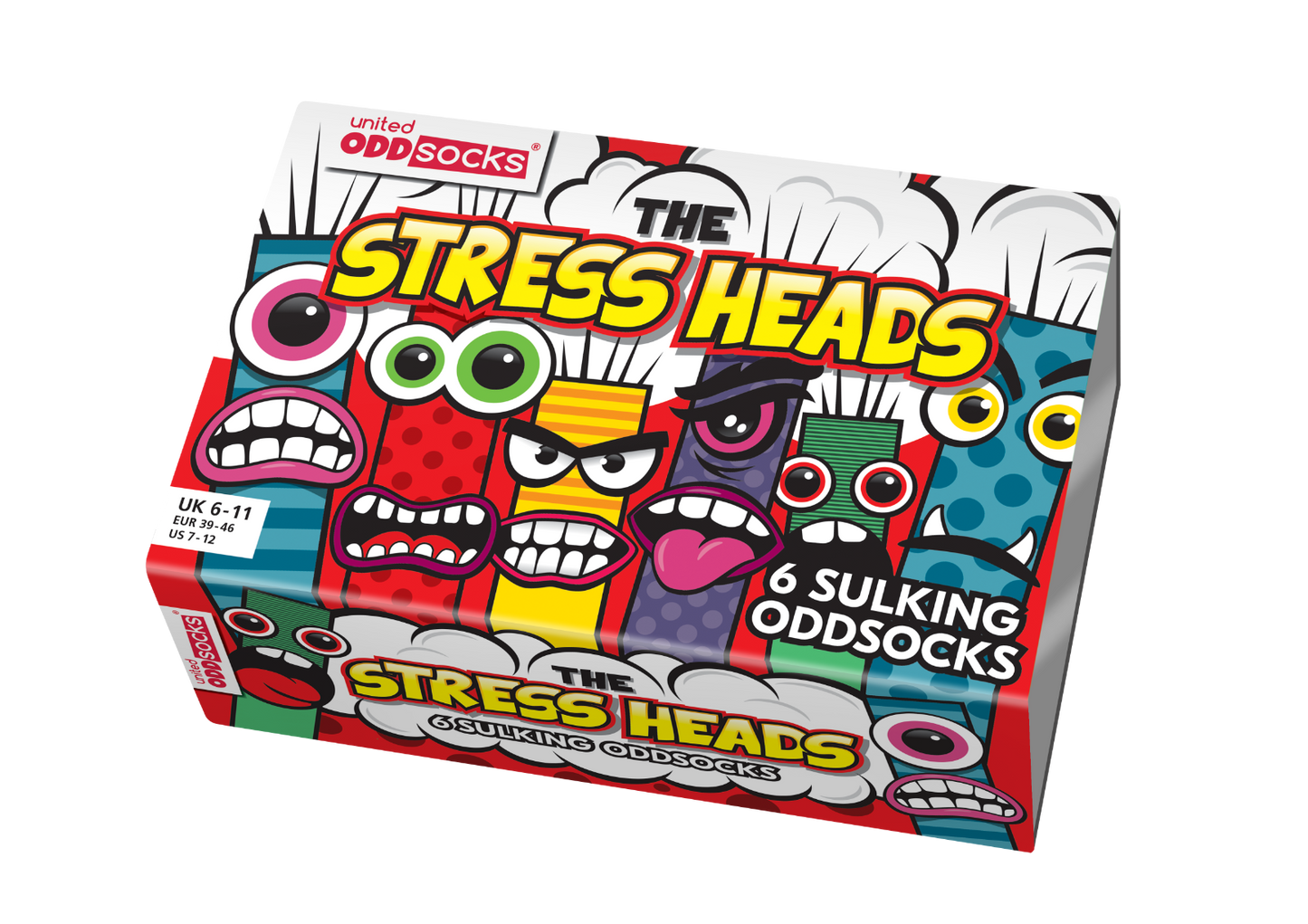 United Oddsocks Men's Stress Heads 6 Odd Socks Gift Box