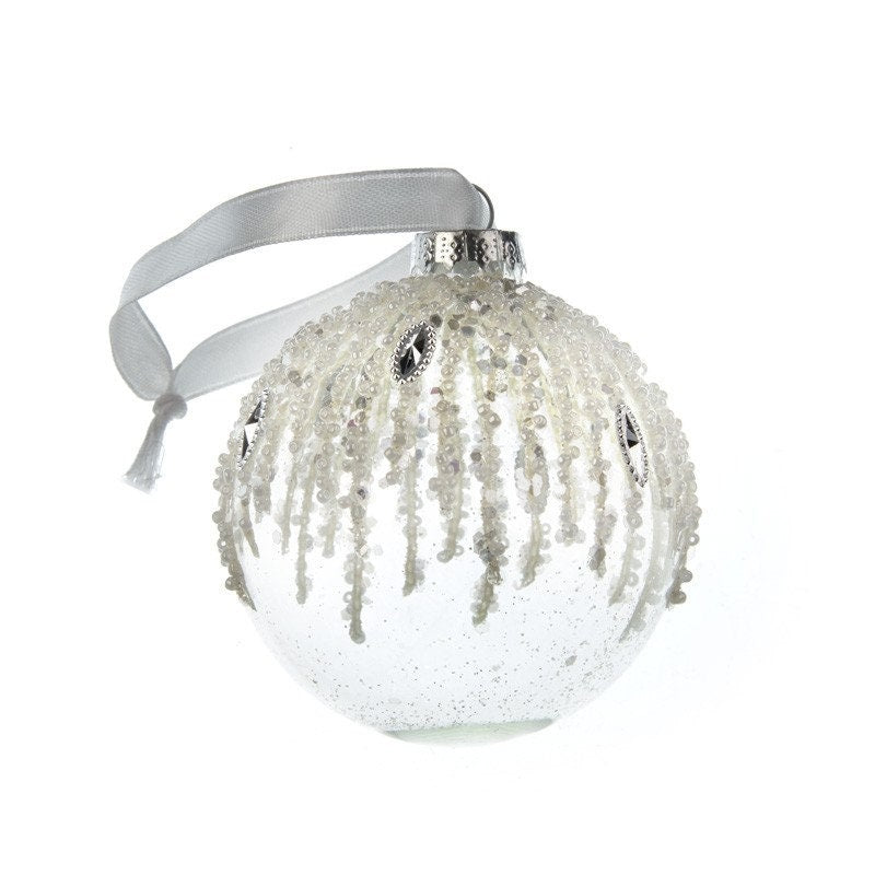 Hanging Glass Bauble with Beads and Jewels