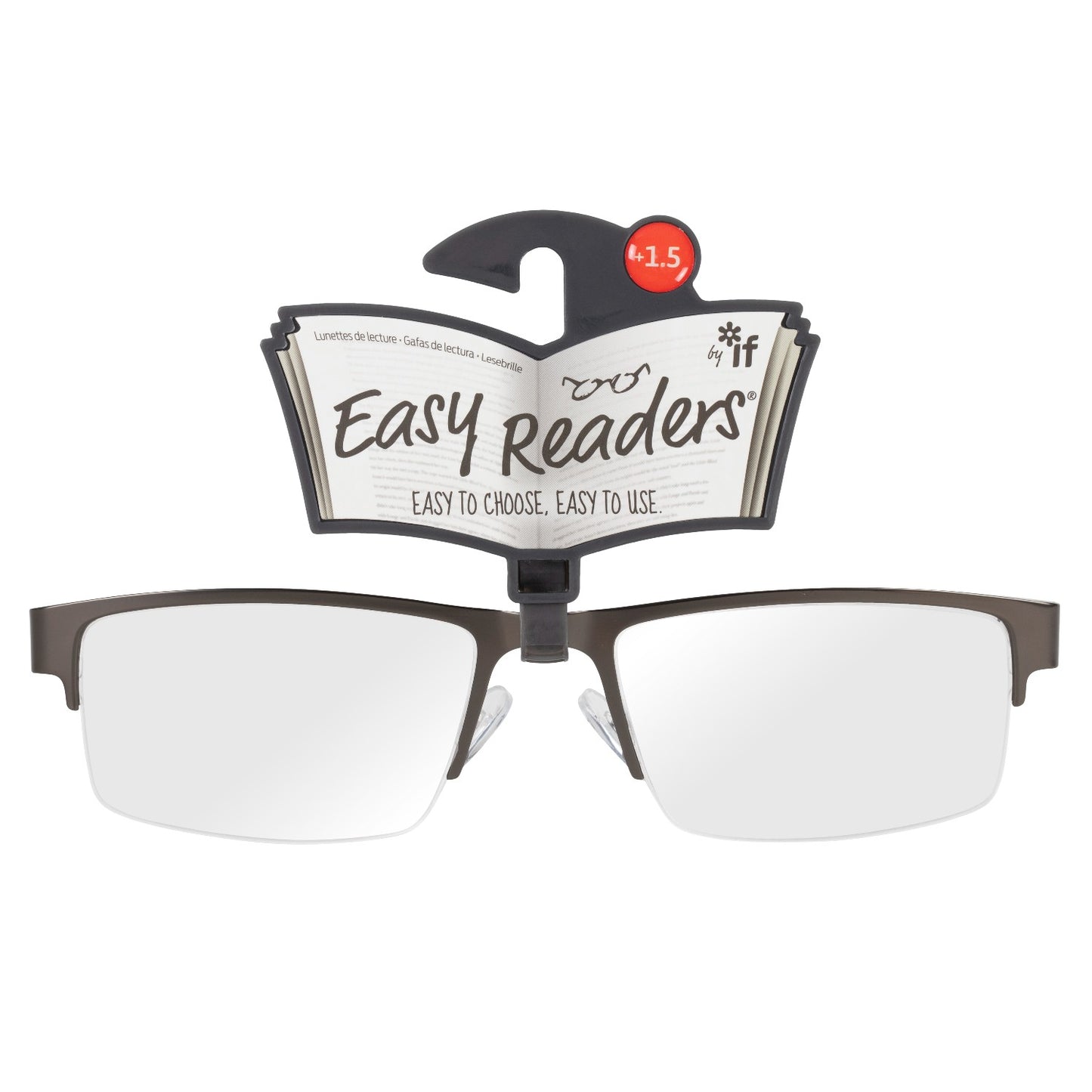 Easy Readers Reading Glasses - Metal Half Frame Grey