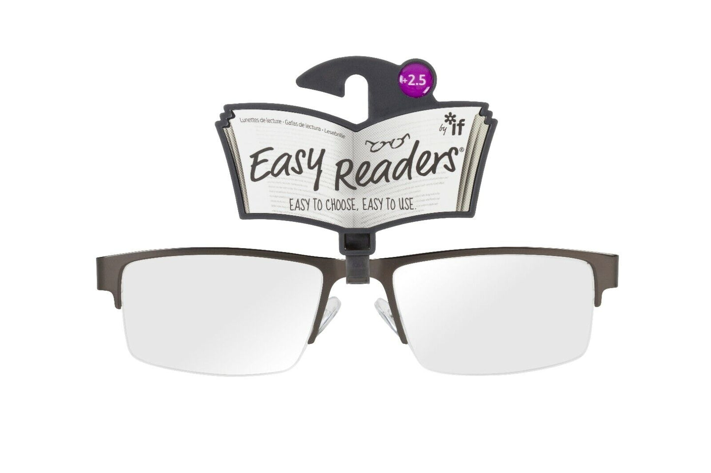 Easy Readers Reading Glasses - Metal Half Frame Grey