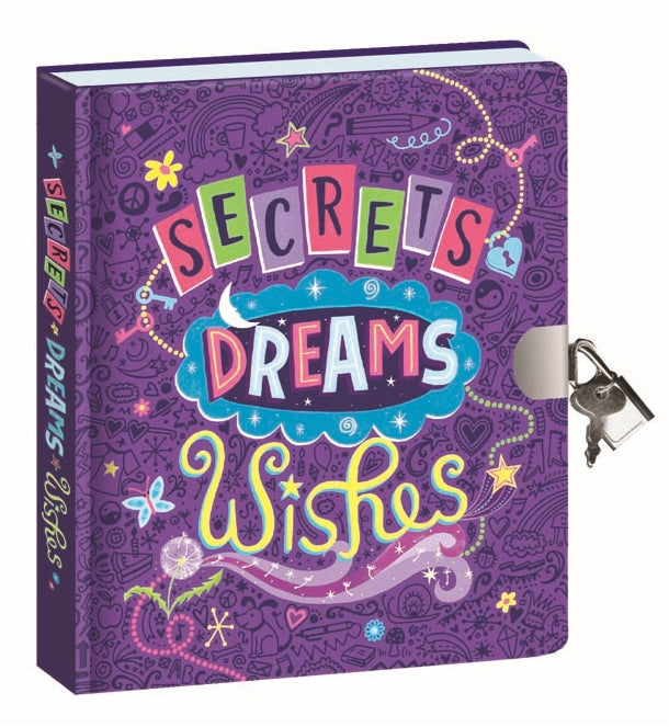 Secrets, Dreams, Wishes Glow-in-the-Dark Diary- Padlock & 2 Keys