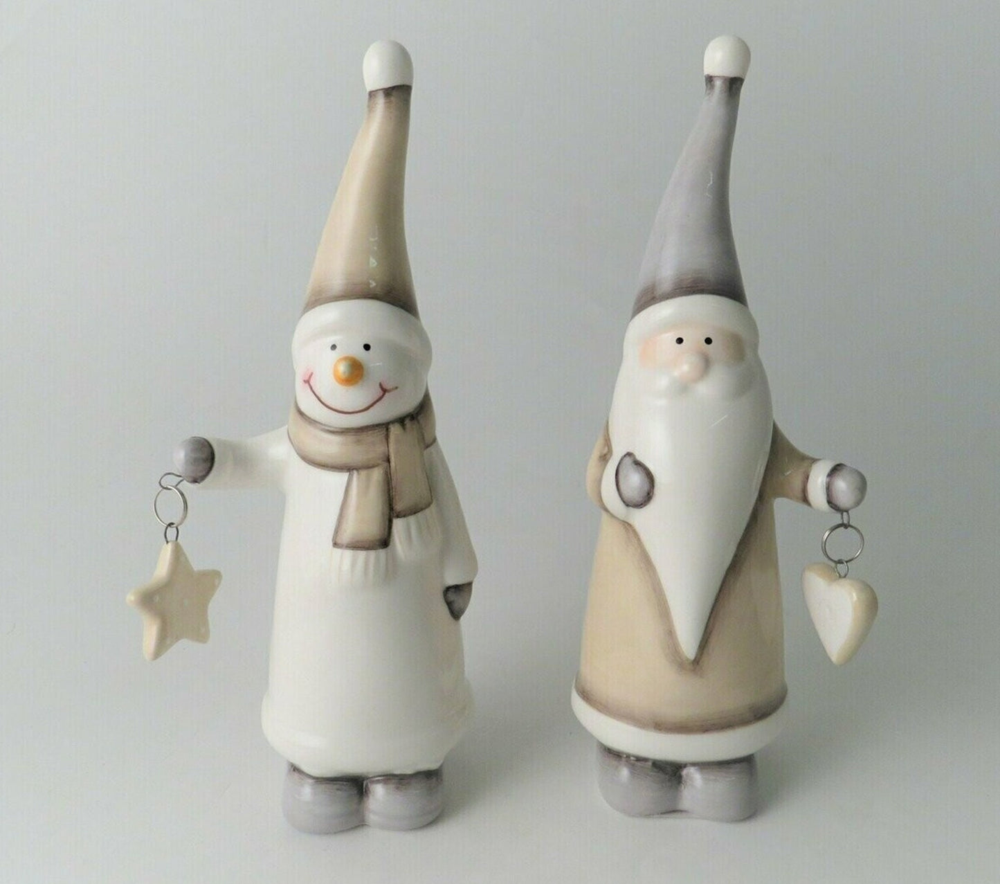 Set of 2 Mr & Mrs Santa/Snowman Figures - 2 Sizes