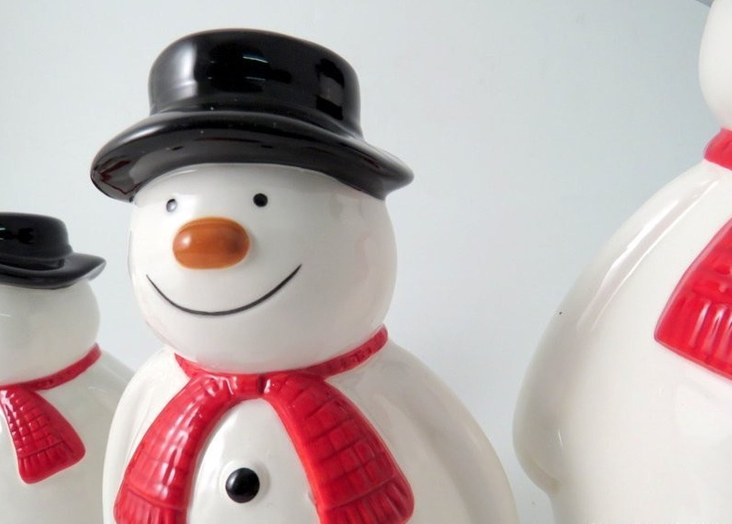 White Ceramic Standing Snowman Christmas Ornaments - 4 Sizes