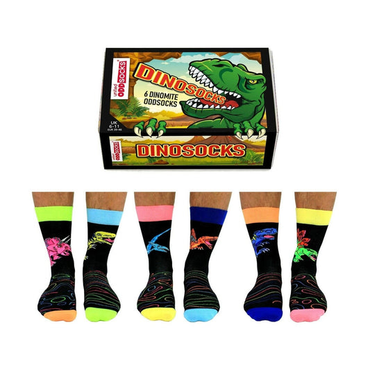 United Oddsocks DINOSOCKS Six Dinomite Odd Socks For Men Size 6 -11