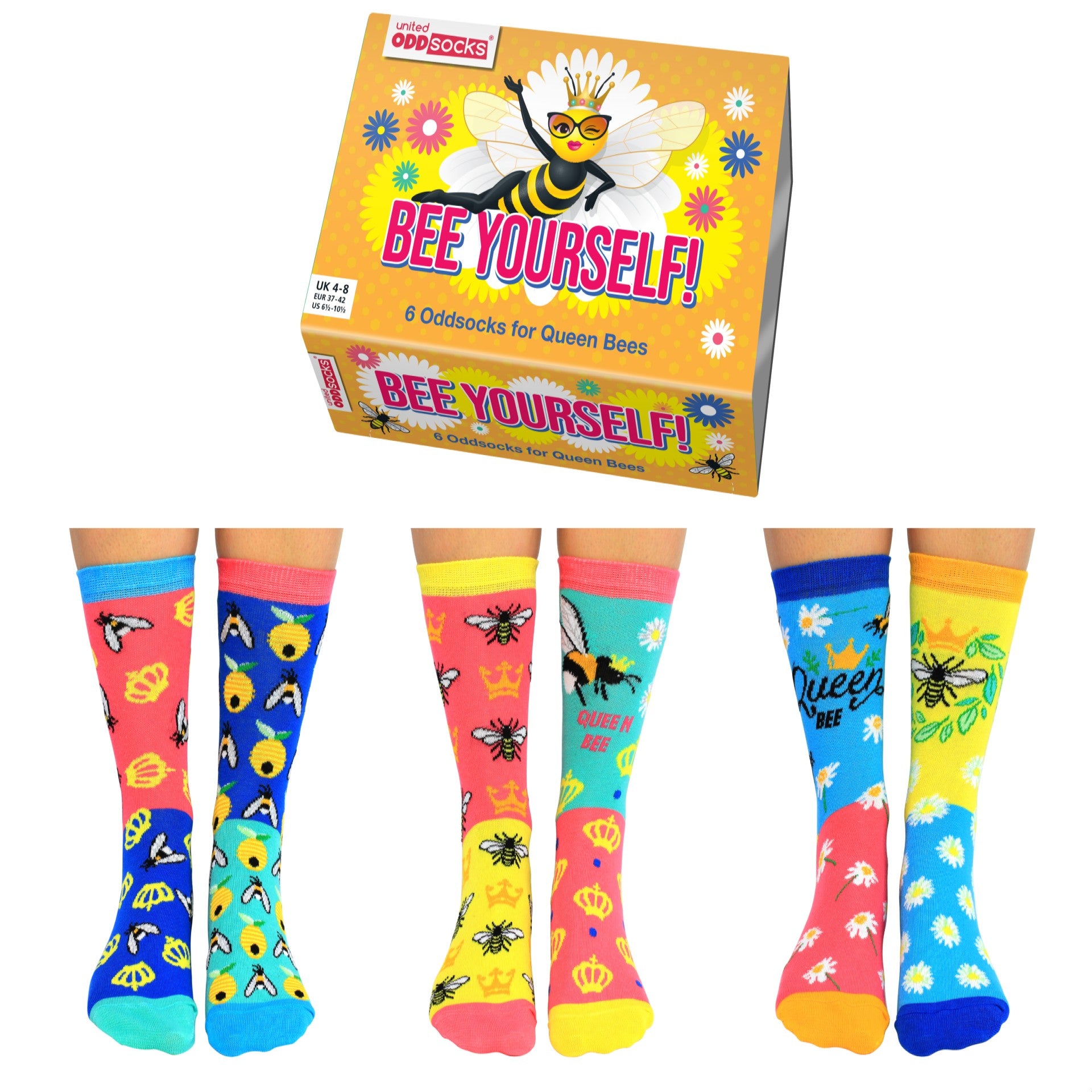 United Oddsocks Be Yourself 6 Odd Socks for Queen Bees Gift Box