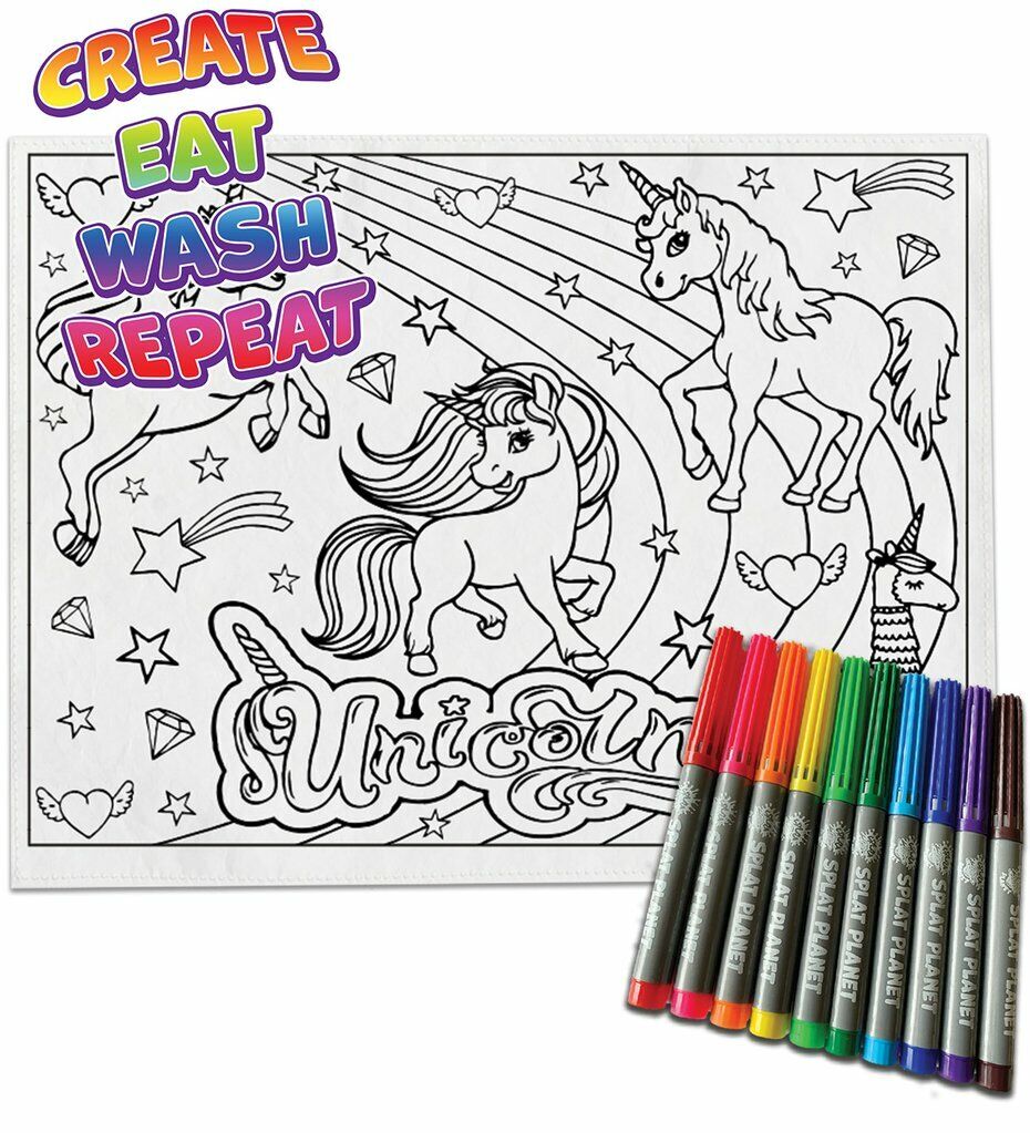 Splat Mat with Pens - Colour in, Wash Out, Colour Again - Various Designs