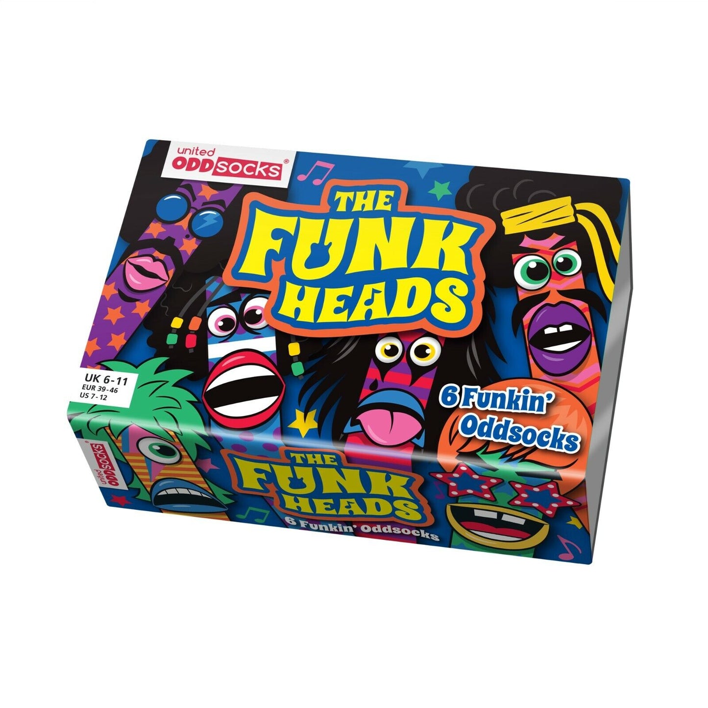 United Oddsocks The Funk Heads 6 Odd Socks Gift Box - Mens Size 6-11