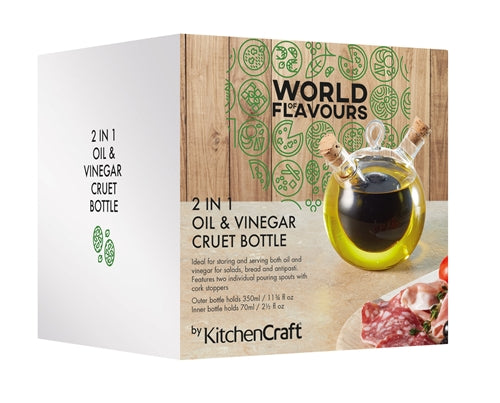 World of Flavours 2-in-1 Round Olive Oil and Vinegar Bottle