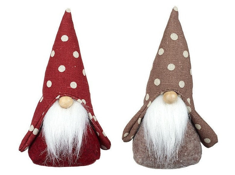 Red And Brown Spotted Fabric Gonk Christmas Decoration- One of each