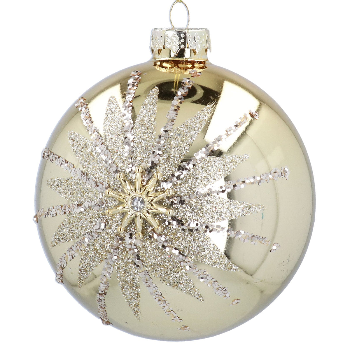 Gisela Graham Mirrored Gold Starburst Glass Bauble 10cm