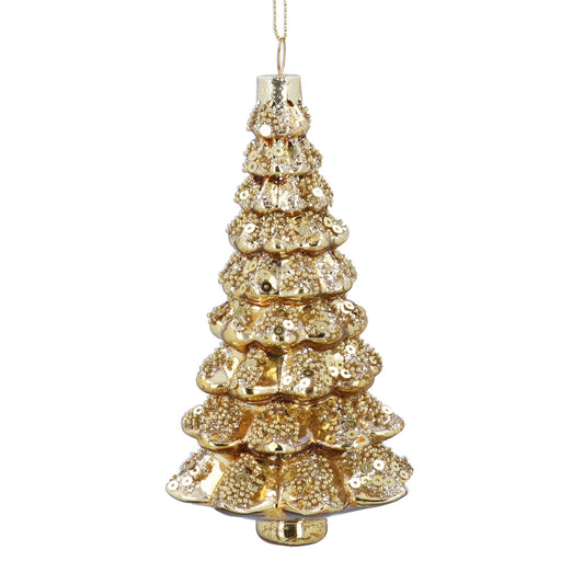Gisela Graham Gold Glass Christmas Tree Hanging Decoration 13cm