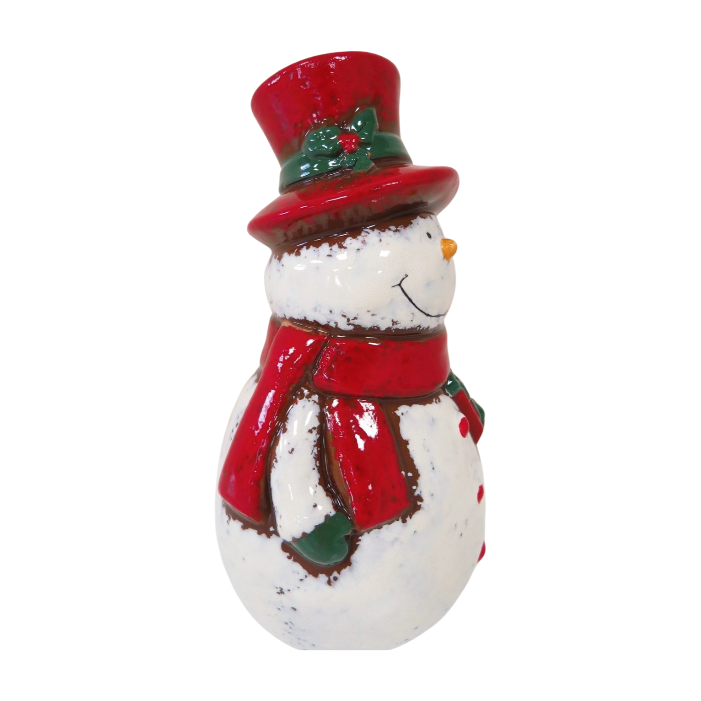 Ceramic Red Hat & Scarf Snowman Ornament - 2 Sizes