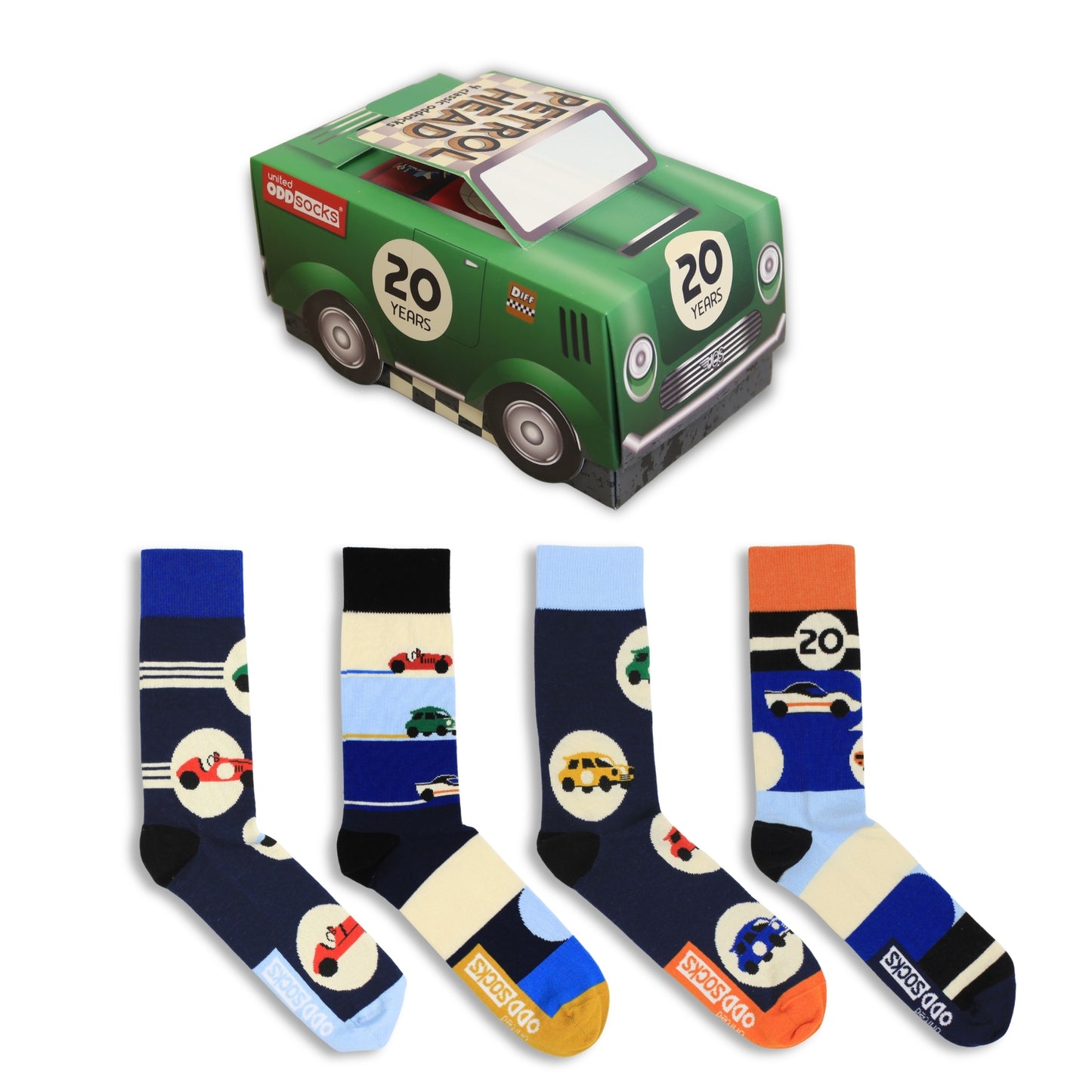 United Oddsocks Classic Petrol Heads - 4 Odd Socks Gift Box