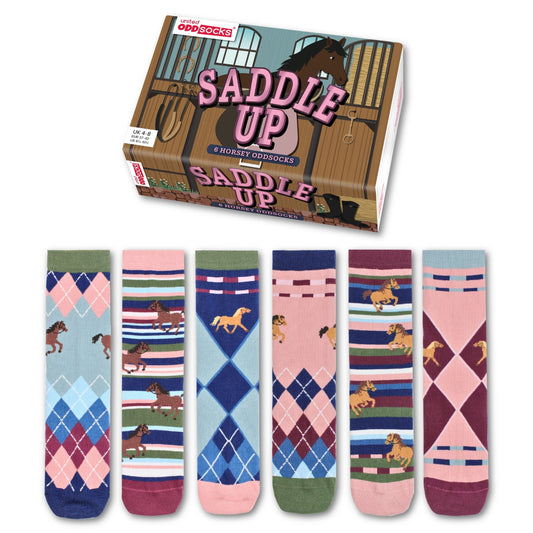 United Oddsocks SADDLE UP, 6 Horsey Odd Socks