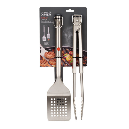 GrillOut™ 2-Piece Stainless-Steel BBQ Turner & Tongs Set