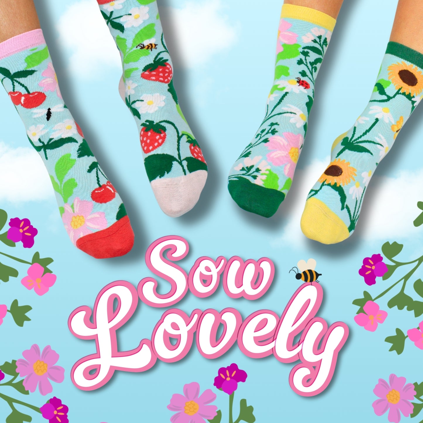 United Oddsocks Sow Lovely Garden Themed Ladies Socks