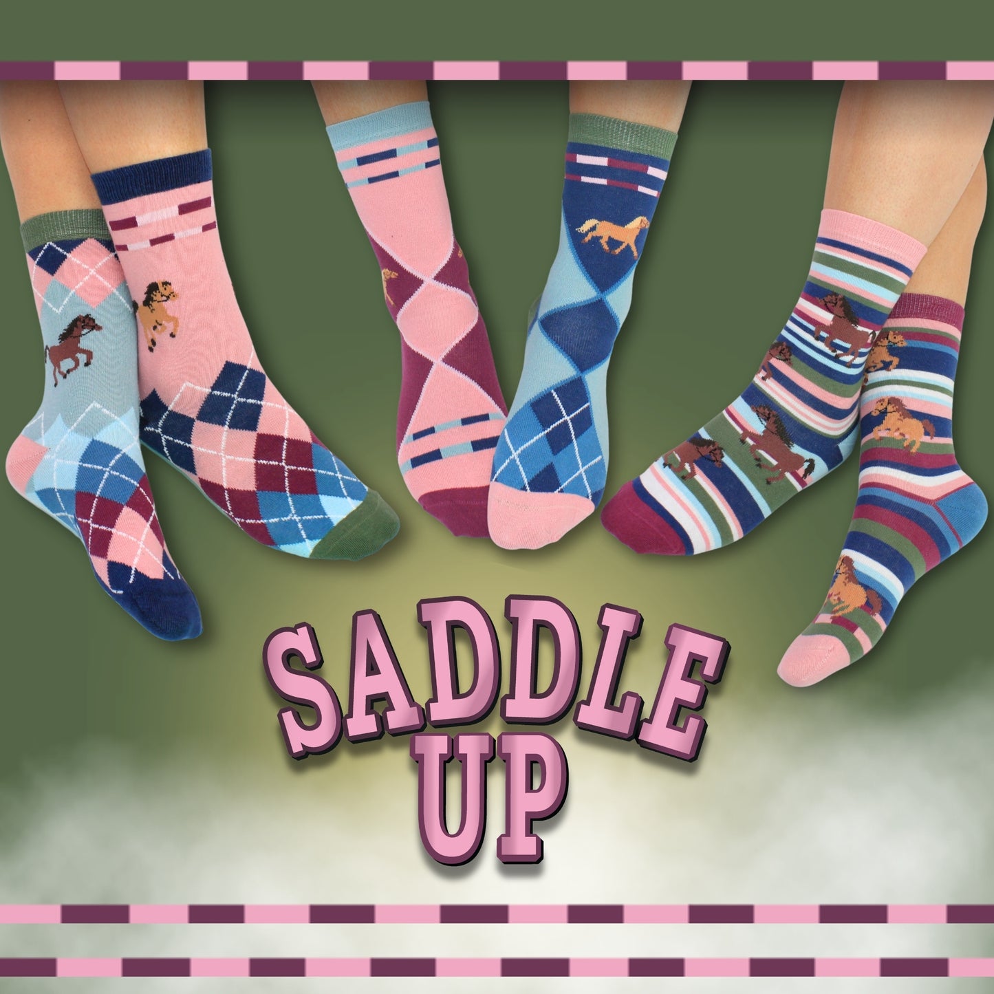 United Oddsocks SADDLE UP, 6 Horsey Odd Socks