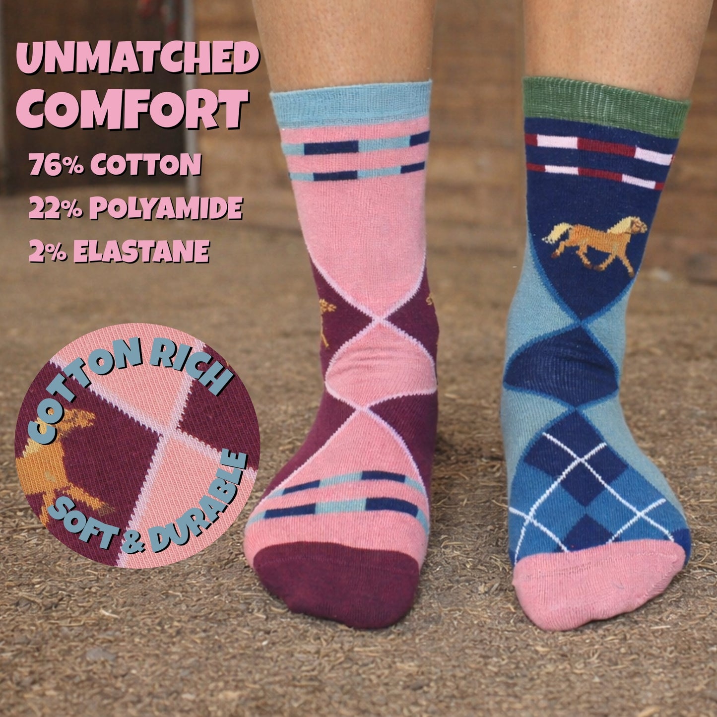 United Oddsocks SADDLE UP, 6 Horsey Odd Socks