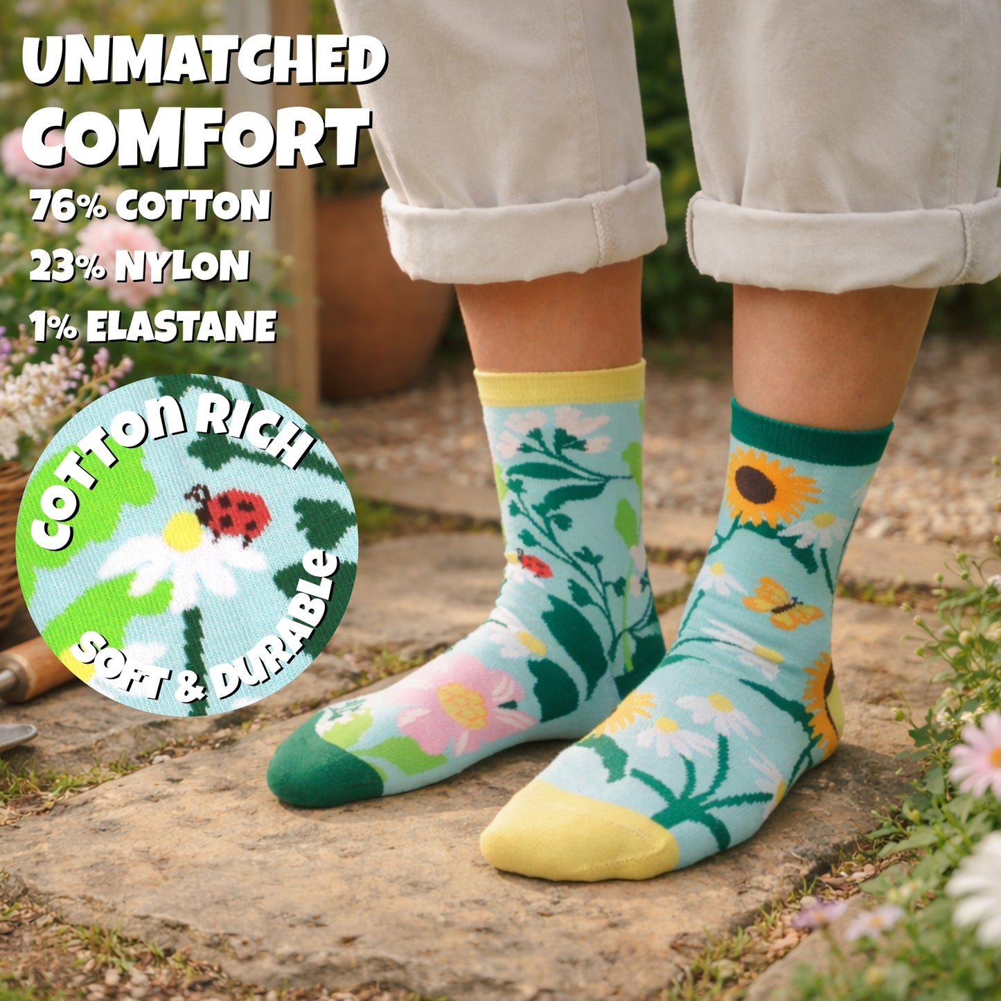 United Oddsocks Sow Lovely Garden Themed Ladies Socks