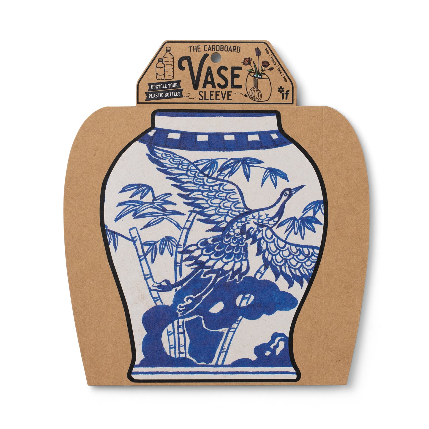 Cardboard vase Sleeve - Blue & White Oriental