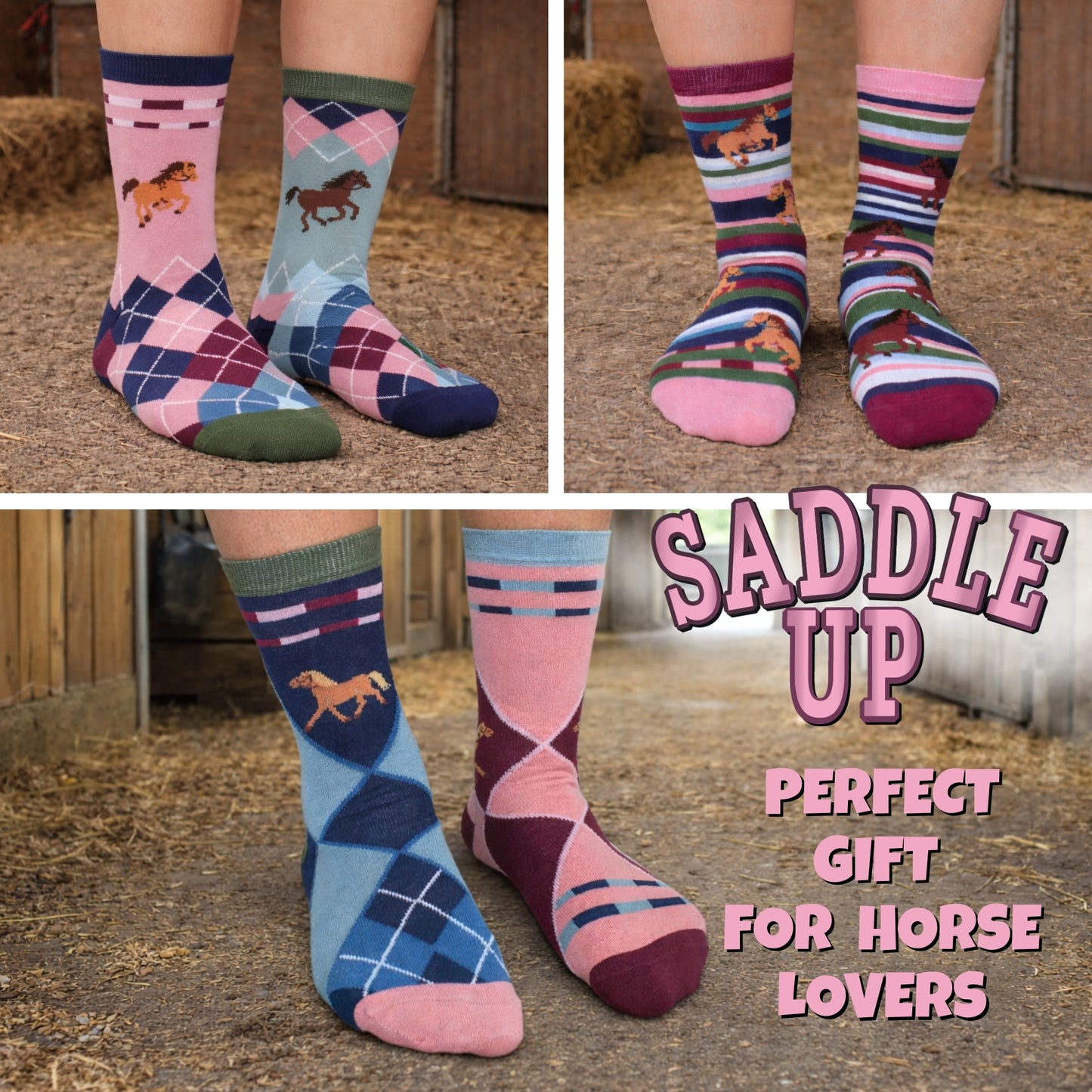 United Oddsocks SADDLE UP, 6 Horsey Odd Socks