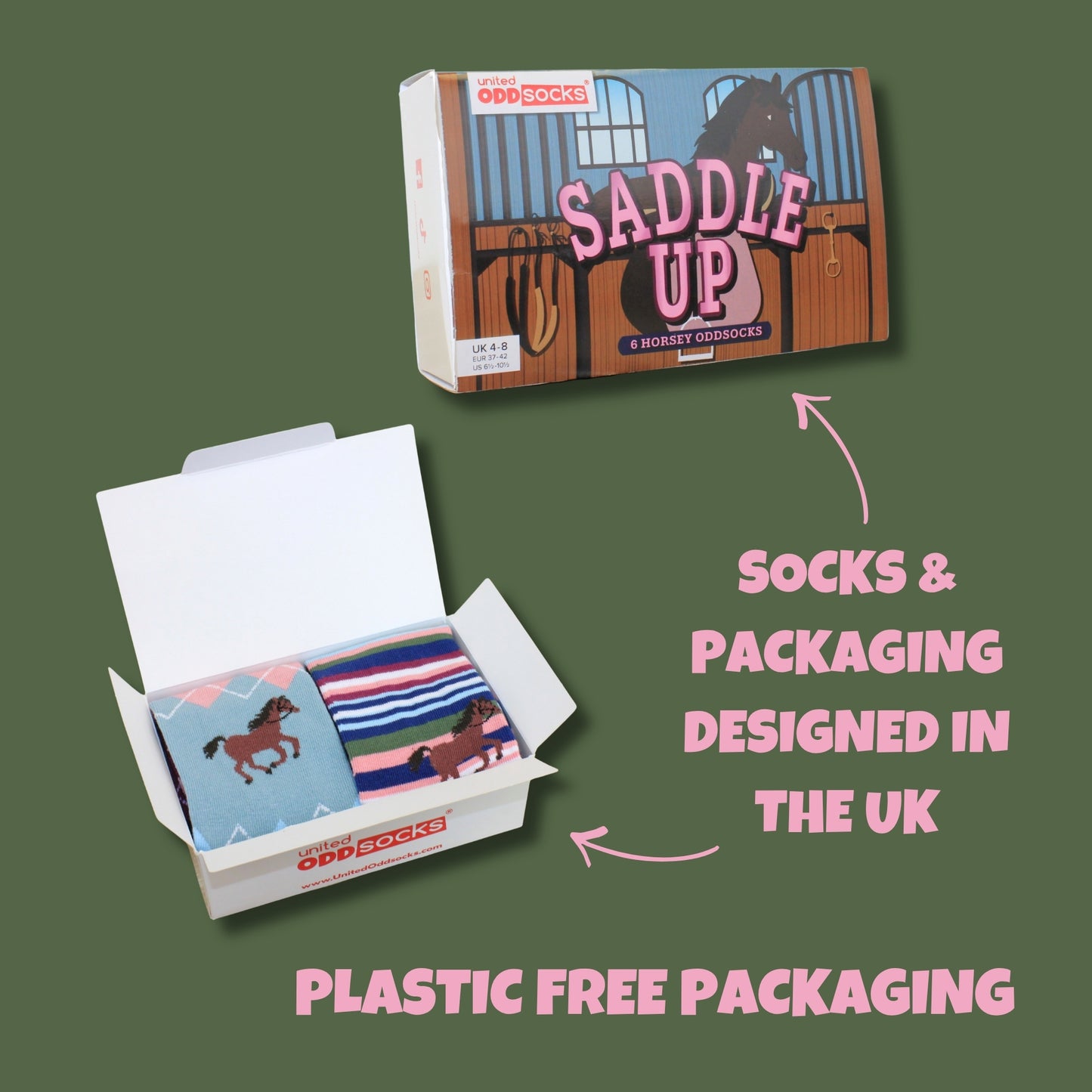 United Oddsocks SADDLE UP, 6 Horsey Odd Socks