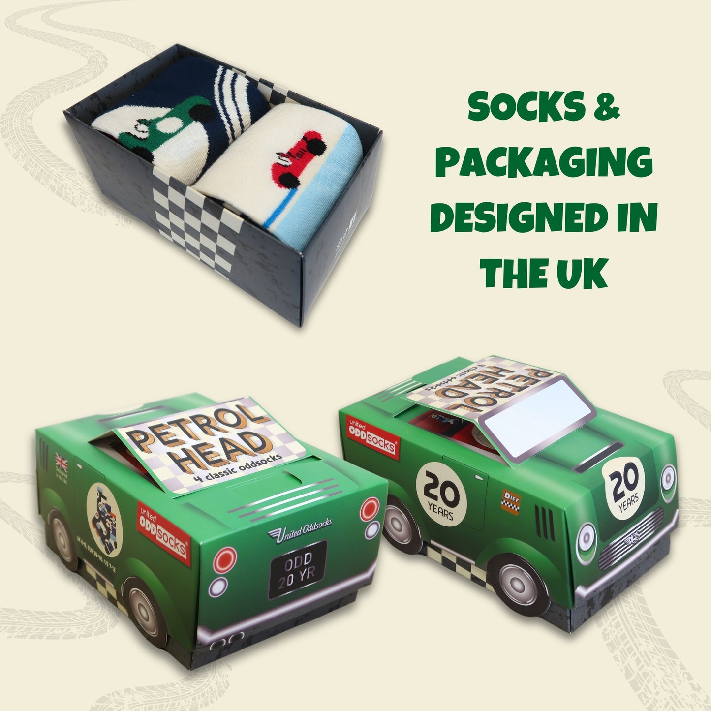 United Oddsocks Classic Petrol Heads - 4 Odd Socks Gift Box