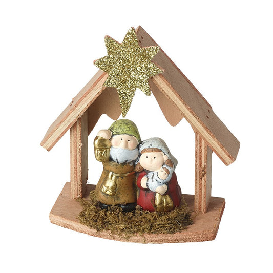 Nativity Scene Wooden Decoration With Star