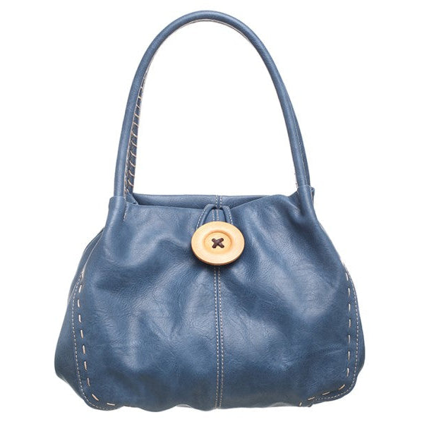 Bessie London Button Bag - Steel Blue