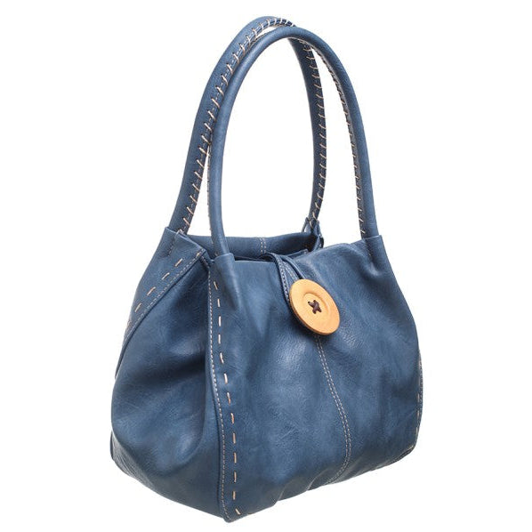 Bessie London Button Bag - Steel Blue