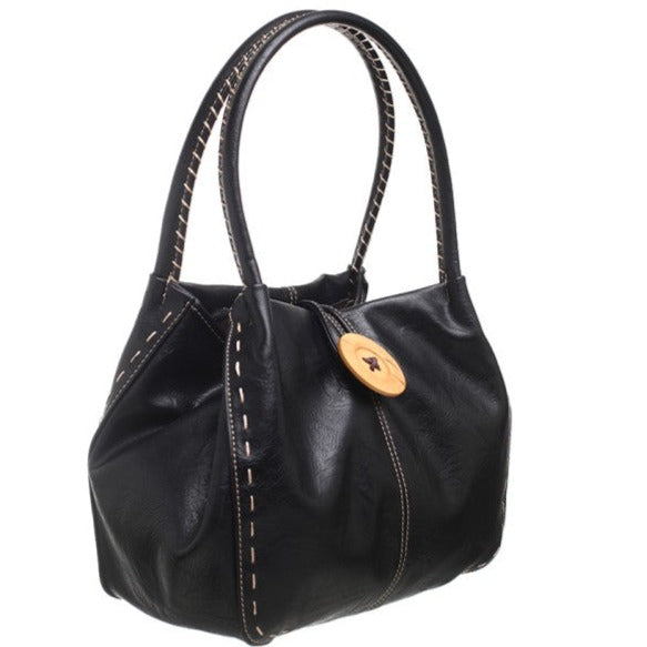 Bessie London Button Bag - Black