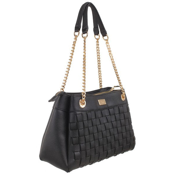 Bessie London Gold Chain Shoulder Handbag in Black