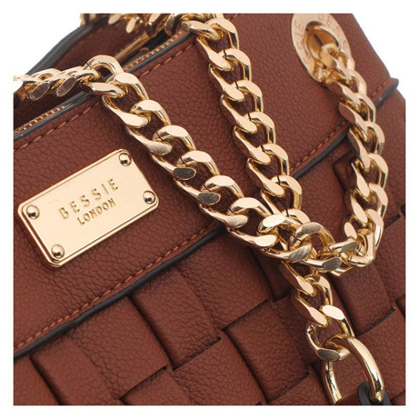 Bessie London Gold Chain Shoulder Handbag in Navy