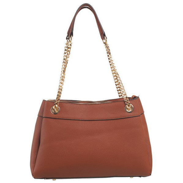 Bessie London Gold Chain Shoulder Handbag in Navy