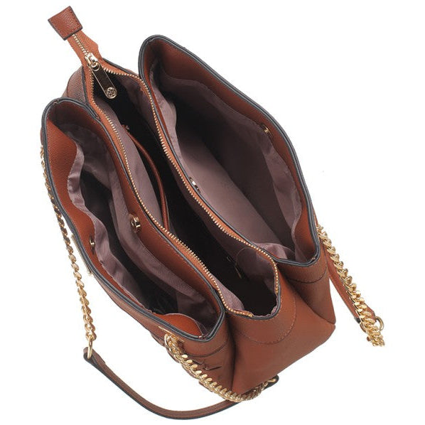 Bessie London Gold Chain Shoulder Handbag in Navy
